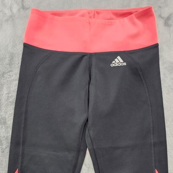 Adidas Leggings Womens S Black Coral Climalite 3 Stripe Active Capri Workout Gym - Picture 2 of 12